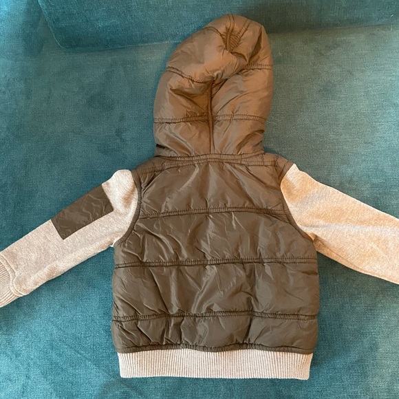 Boys Hooded Windbreaker - Olive and Grey - Picture 7 of 7